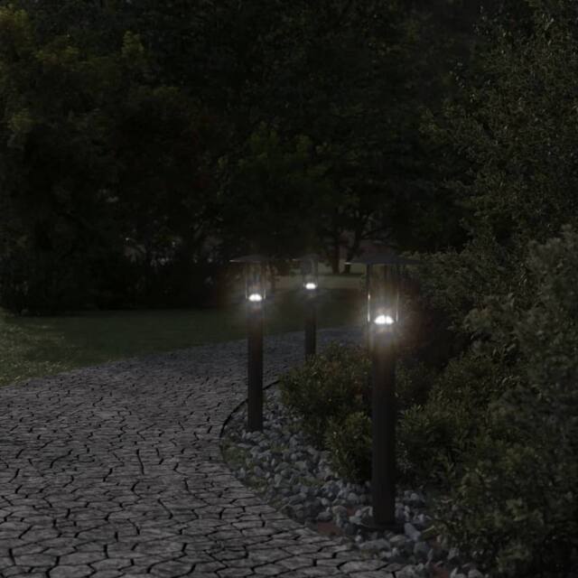 Berkfield Home Outdoor Floor Lamps 3pcs Black 60 cm Stainless Steel - image 1