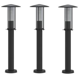Berkfield Home Outdoor Floor Lamps 3pcs Black 60 cm Stainless Steel - thumbnail 3