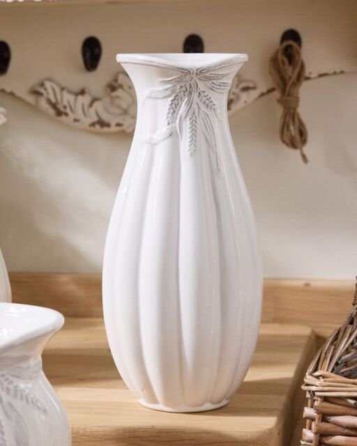 Dibor Traditional White Ceramic Tall Table Decor Flower Vase - Size: Large - image 1