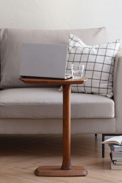 MH London C-Shaped Solid Mango Wood Sofa Side Table, End Table for Living Room & Bedroom - Ellis in Walnut - image 1