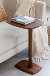 MH London C-Shaped Solid Mango Wood Sofa Side Table, End Table for Living Room & Bedroom - Ellis in Walnut - thumbnail 2
