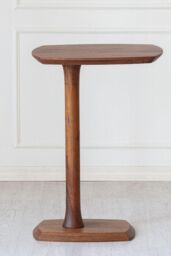 MH London C-Shaped Solid Mango Wood Sofa Side Table, End Table for Living Room & Bedroom - Ellis in Walnut - thumbnail 5