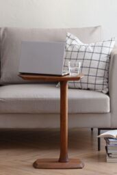 MH London C-Shaped Solid Mango Wood Sofa Side Table, End Table for Living Room & Bedroom - Ellis in Walnut - thumbnail 1