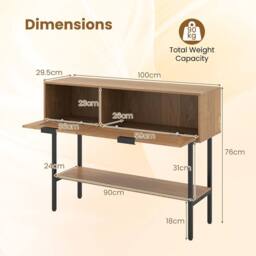 Costway Rattan Console Table Boho Entryway Table w/ Flip Doors & Open Shelf in Natural - thumbnail 8