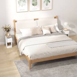 Wyld Haus Taro Set of 2 White & Oak Bedside Tables with Storage - thumbnail 3