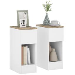 Wyld Haus Taro Set of 2 White & Oak Bedside Tables with Storage - thumbnail 2