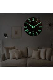 Living and Home 12-Inch Modern Roman Numeral Wood Grain Silent Luminous Wall Clock in Brown - thumbnail 3