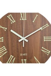 Living and Home 12-Inch Modern Roman Numeral Wood Grain Silent Luminous Wall Clock in Brown - thumbnail 7