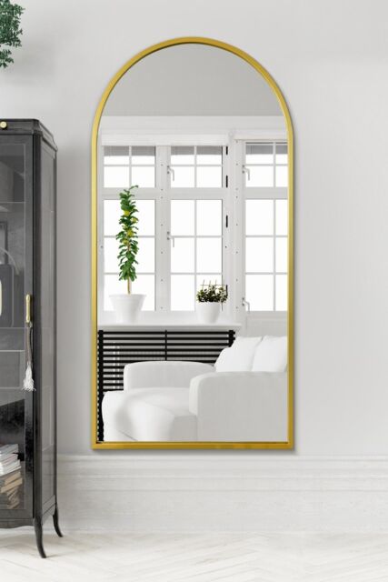 "MirrorOutlet The Arcus Gold Framed Arched Leaner/Wall Mirror 71"" X 35"" (180CM X 90CM) - Size: 1 Pack" - image 1