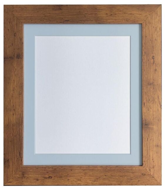 Frames & Mirrors 4U Metro Vintage Wood Frame with Blue Mount A3 Image Size A4 in Walnut - image 1