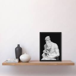 Artery8 Moses Sculpture Statue Buonarroti Vintage Framed Wall Art Print in Black - Size: A4 - thumbnail 4