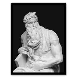 Artery8 Moses Sculpture Statue Buonarroti Vintage Framed Wall Art Print in Black - Size: A4 - thumbnail 1