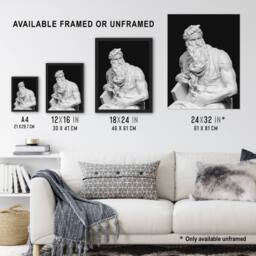 Artery8 Moses Sculpture Statue Buonarroti Vintage Framed Wall Art Print in Black - Size: A4 - thumbnail 3