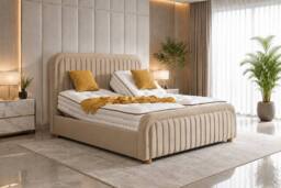 SOFT SNOOZE BEDS Premium Upholstery Adjustable Mobility Bed With Mattresses Headboard in Beige - Size: King