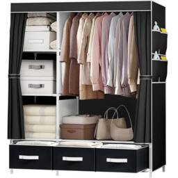 KORVIXA Black Clothing Rails Clothes Rack Wardrobe Closets - Size: 900mm