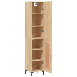 Berkfield Home Highboard Sonoma Oak 34.5x34x180 cm Engineered Wood in Light Brown - thumbnail 4