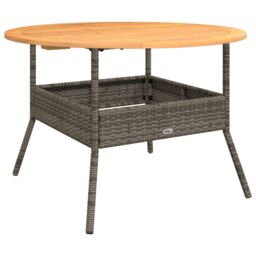 Berkfield Home Garden Table with Acacia Wood Top Grey √ò110x71 cm Poly Rattan - Size: 110x71 cm - thumbnail 2