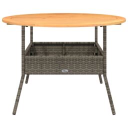 Berkfield Home Garden Table with Acacia Wood Top Grey √ò110x71 cm Poly Rattan - Size: 110x71 cm - thumbnail 5