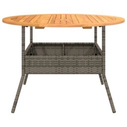 Berkfield Home Garden Table with Acacia Wood Top Grey √ò110x71 cm Poly Rattan - Size: 110x71 cm - thumbnail 6