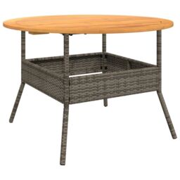 Berkfield Home Garden Table with Acacia Wood Top Grey √ò110x71 cm Poly Rattan - Size: 110x71 cm - thumbnail 7