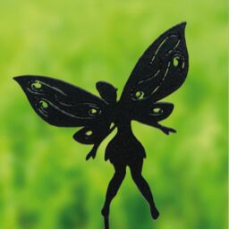 Poppyforge Small Fairy Silver - Garden Ornament - Solid Steel - H30 cm - Black - thumbnail 2