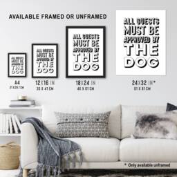 "Artery8 All Guests Must Be Approved By The Dog Funny Wall Art Print in White - Size: W12"" x H16""" - thumbnail 3