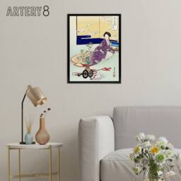 "Artery8 Pet Dog Playing With Flower Cart Framed Canvas Wall Art Print Gekko - Size: W18"" x H24""" - thumbnail 3