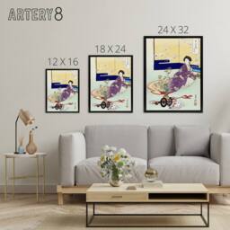 "Artery8 Pet Dog Playing With Flower Cart Framed Canvas Wall Art Print Gekko - Size: W18"" x H24""" - thumbnail 4