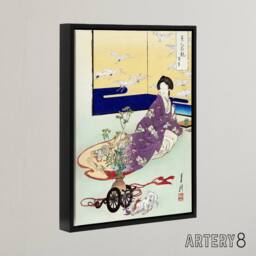 "Artery8 Pet Dog Playing With Flower Cart Framed Canvas Wall Art Print Gekko - Size: W18"" x H24""" - thumbnail 2