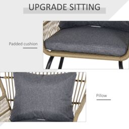 OUTSUNNY 3 Pieces Outdoor Patio Set 2 Chairs 1 Coffee Table Garden Balcony Deck in Brown - thumbnail 4