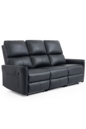 More4Homes Madrid 2+3 Seater Manual Air Leather Recliner Sofa Set in Black - thumbnail 5