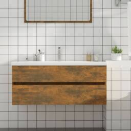Berkfield Home Sink Cabinet Smoked Oak 100x38.5x45 cm Engineered Wood in Brown - thumbnail 1