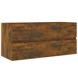 Berkfield Home Sink Cabinet Smoked Oak 100x38.5x45 cm Engineered Wood in Brown - thumbnail 2