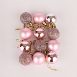 Shatchi 30mm/12Pcs Christmas Baubles Shatterproof Pale Pink, Tree Decorations in Pale Pink - thumbnail 3