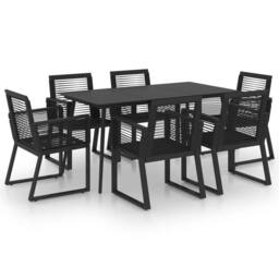 Berkfield Home 7 Piece Outdoor Dining Set PVC Rattan Black - thumbnail 2
