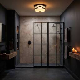 Happy Homewares Vintage & Classic Bathroom Flush Ceiling Light with Strap Design in Black - thumbnail 5