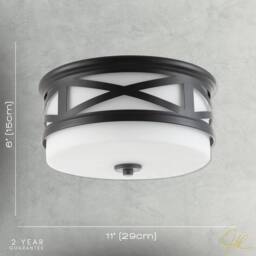 Happy Homewares Vintage & Classic Bathroom Flush Ceiling Light with Strap Design in Black - thumbnail 6