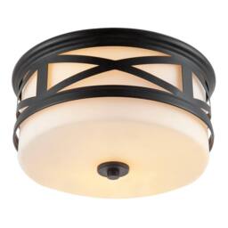 Happy Homewares Vintage & Classic Bathroom Flush Ceiling Light with Strap Design in Black - thumbnail 2