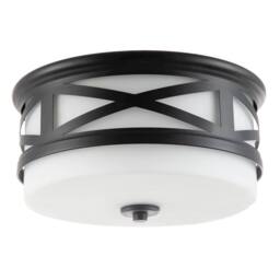 Happy Homewares Vintage & Classic Bathroom Flush Ceiling Light with Strap Design in Black