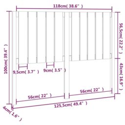 Berkfield Home Bed Headboard Black 125.5x4x100 cm Solid Wood Pine - thumbnail 6
