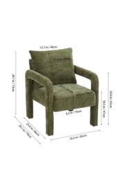 Living and Home Chenille Upholstered Accent Chair with Lumbar Pillow in Green - thumbnail 6
