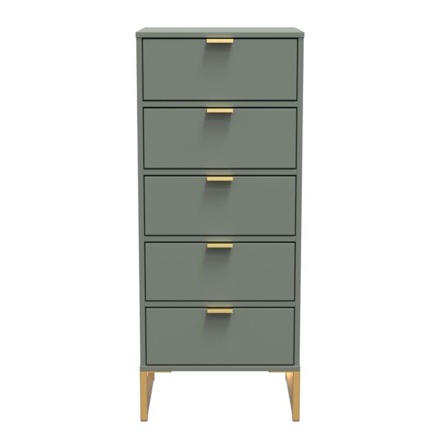 Ready Assembled 2 U Tamworth 5 Drawer Tall Bedside (Ready Assembled) in Pale Green - image 1