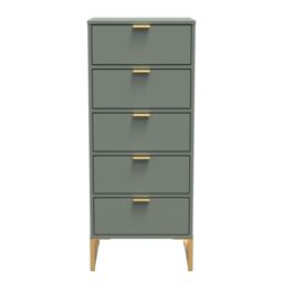 Ready Assembled 2 U Tamworth 5 Drawer Tall Bedside (Ready Assembled) in Pale Green - thumbnail 1