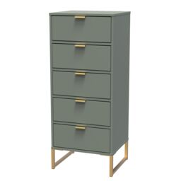 Ready Assembled 2 U Tamworth 5 Drawer Tall Bedside (Ready Assembled) in Pale Green - thumbnail 3