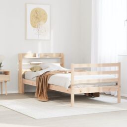 Berkfield Home Bed Frame with Headboard without Mattress 75x190 cm Small Single in Brown - thumbnail 1
