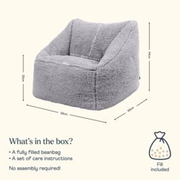 icon Kids Natalia Teddy Berber Fleece Childrens Bean Bag Armchair in Light Grey - thumbnail 6