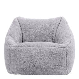 icon Kids Natalia Teddy Berber Fleece Childrens Bean Bag Armchair in Light Grey - thumbnail 3