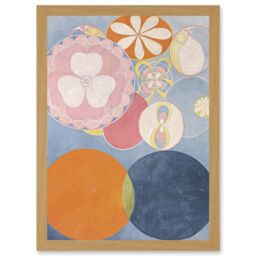 Artery8 Hilma Af Klint Group IV No 2 Ten Largest Youth Abstract Artwork Framed Wall Art Print A4 in Light Oak - thumbnail 1