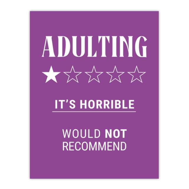 "Artery8 Adulting Funny Review Would Not Recommend Wall Art Print in Purple - Size: W12"" x H16""" - image 1
