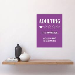 "Artery8 Adulting Funny Review Would Not Recommend Wall Art Print in Purple - Size: W12"" x H16""" - thumbnail 4